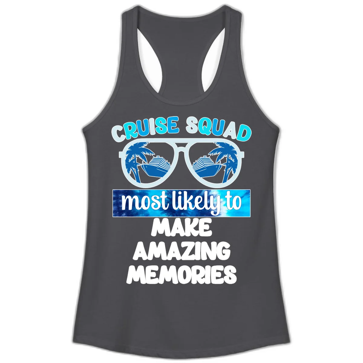 Cruise Squad Amazing Memories Ladies Tank in Solid Dark Gray