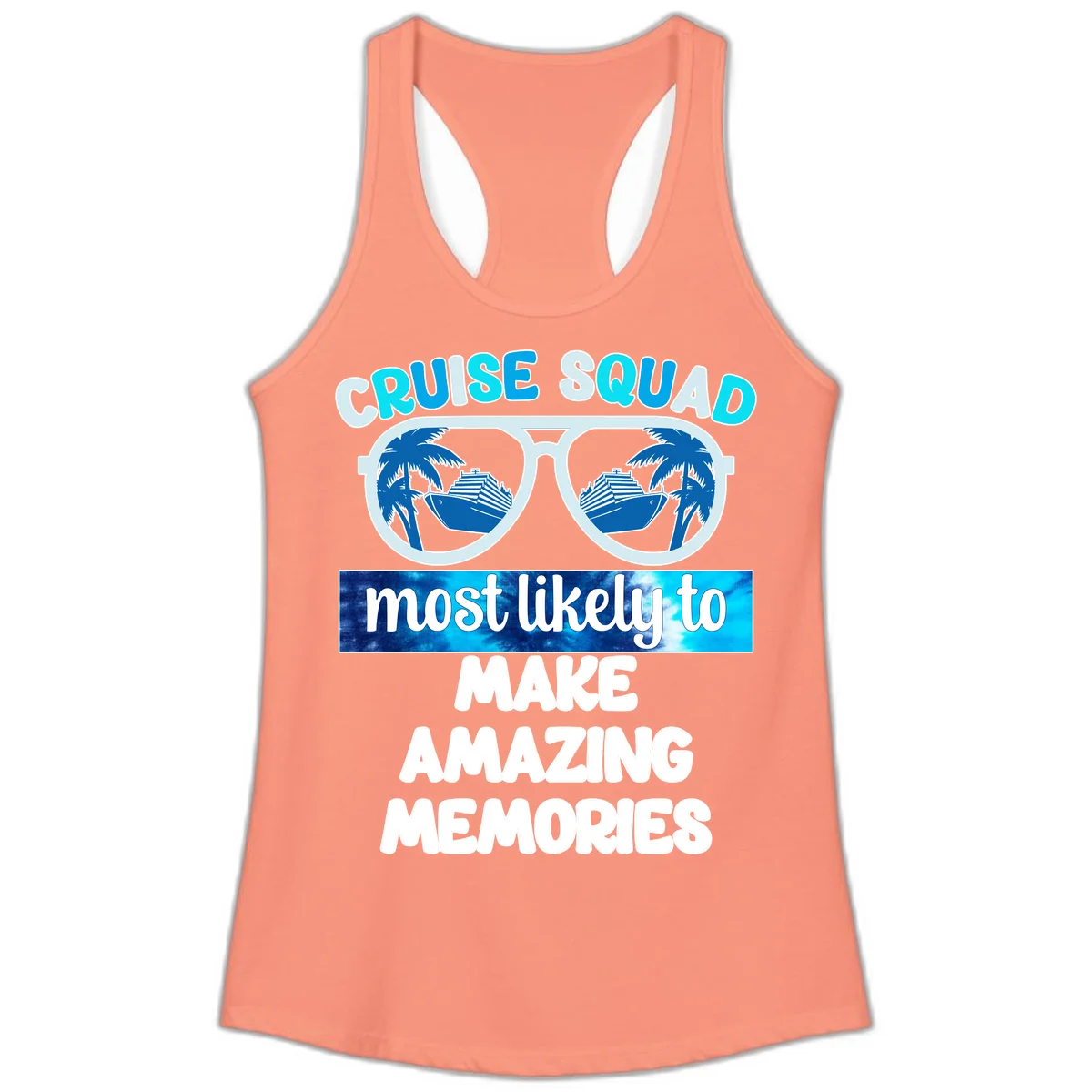 Cruise Squad Amazing Memories Ladies Tank in Solid Light Orange