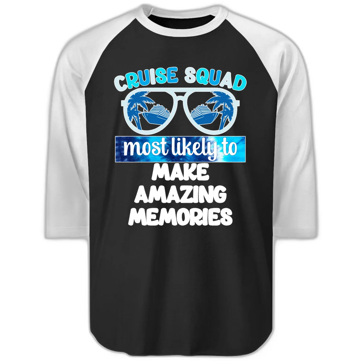 Cruise Squad Amazing Memories Raglan 3/4 Tee in Black White