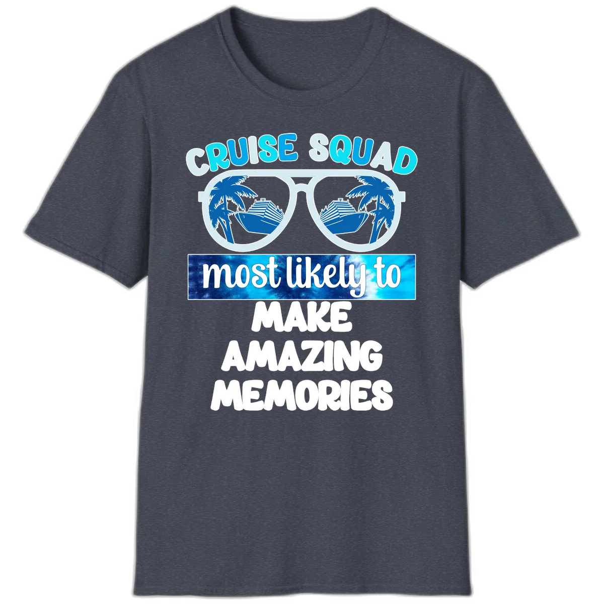 Cruise Squad Amazing Memories T-Shirt in Heather Navy