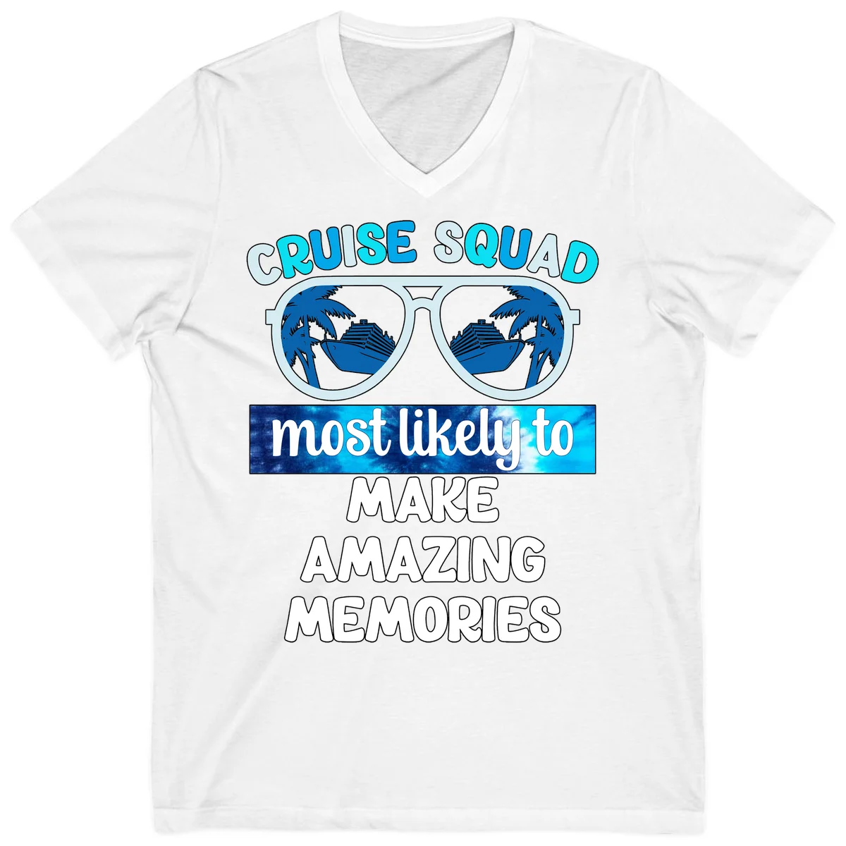 Cruise Squad Amazing Memories V-Neck Tee in White