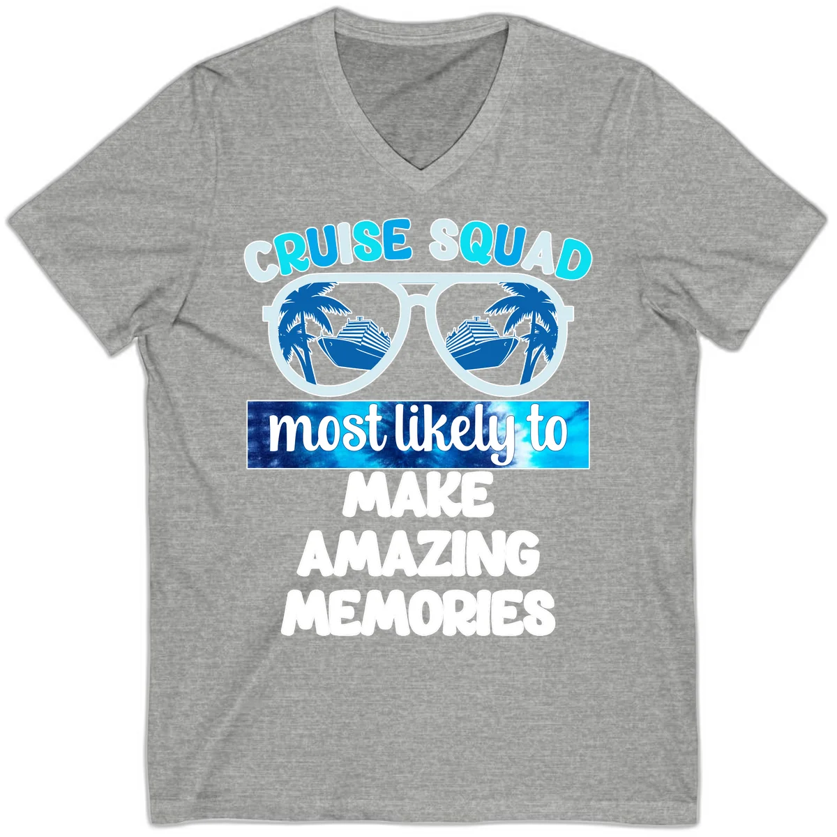 Cruise Squad Amazing Memories V-Neck Tee in Athletic Heather