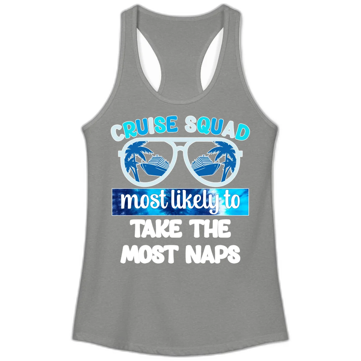 Cruise Squad Most Likely To Nap Ladies Tank in Heather Grey