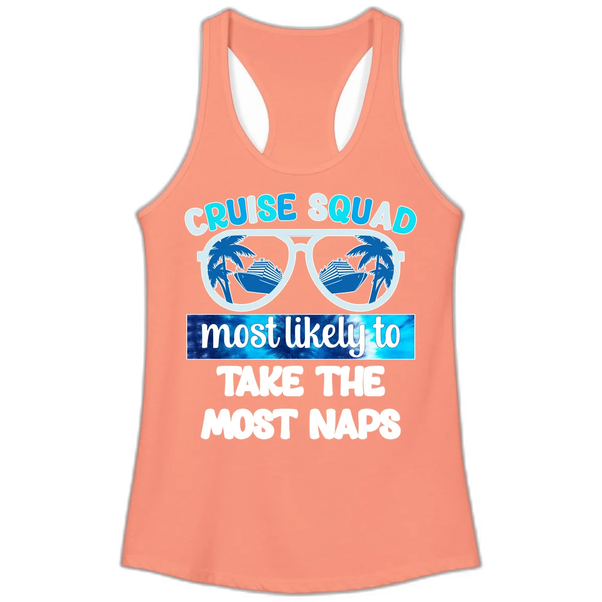 Cruise Squad Most Likely To Nap Ladies Tank in Solid Light Orange