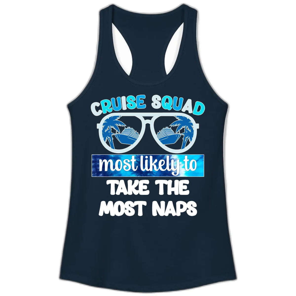 Cruise Squad Most Likely To Nap Ladies Tank in Solid Midnight Navy