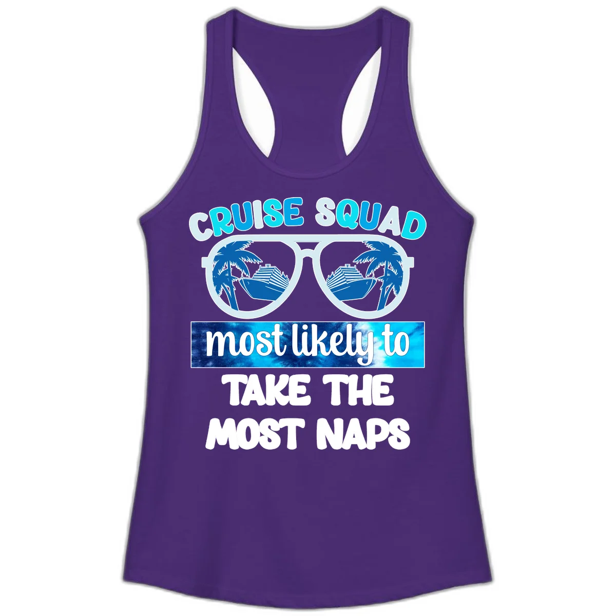 Cruise Squad Most Likely To Nap Ladies Tank in Solid Purple Rush