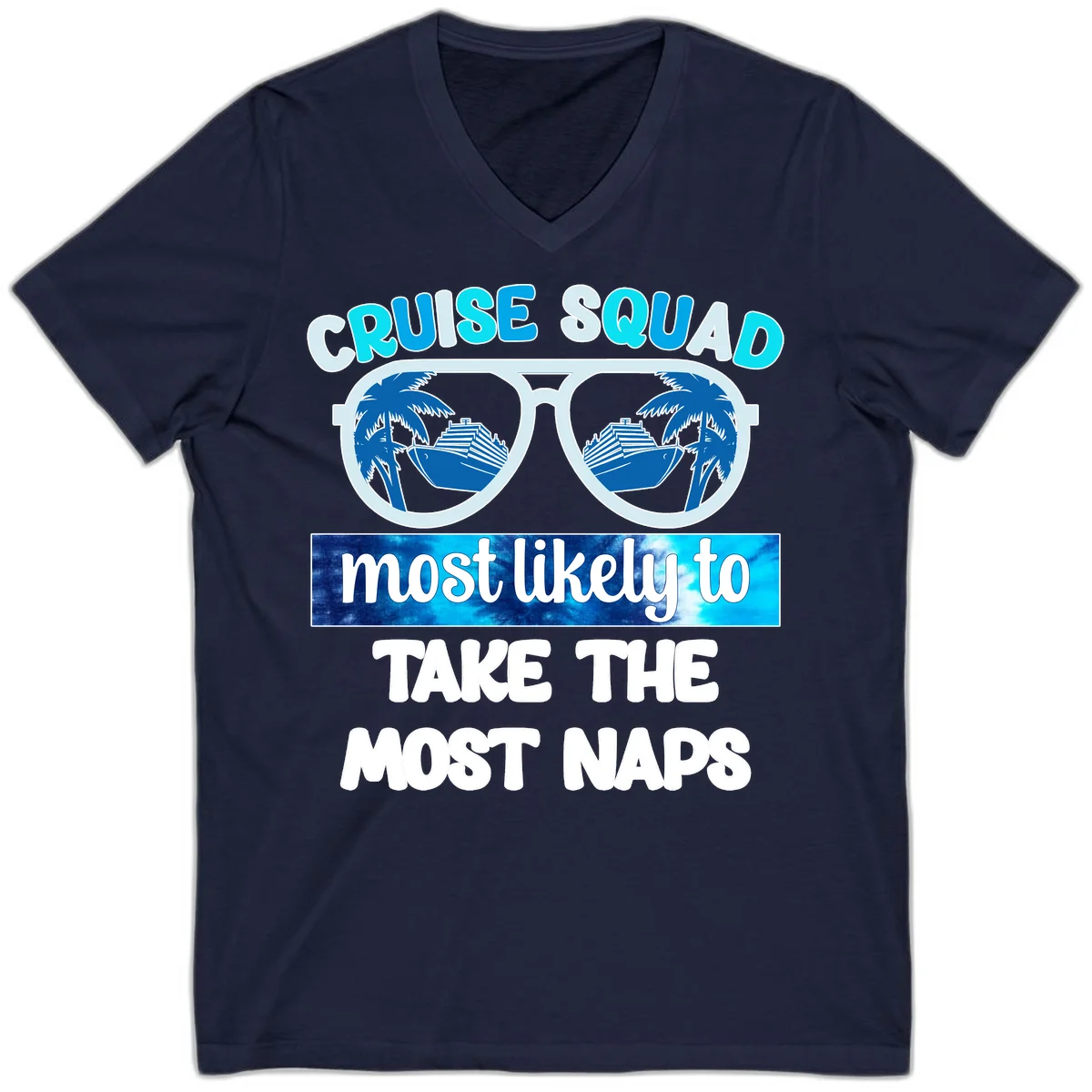 Cruise Squad Most Likely To Nap V-Neck in Navy
