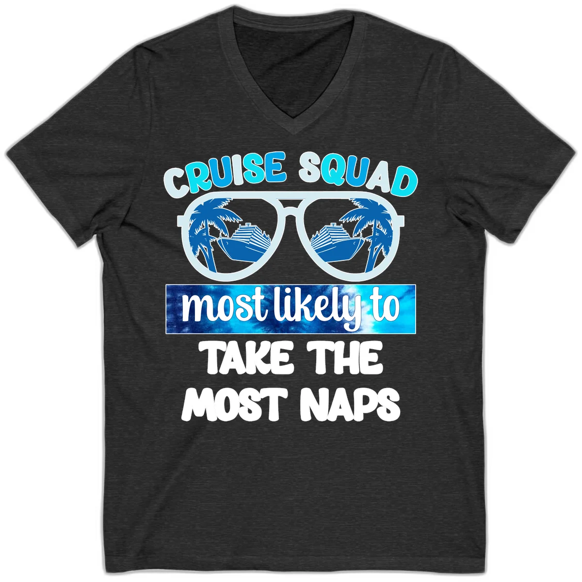 Cruise Squad Most Likely To Nap V-Neck in Dark Grey Heather