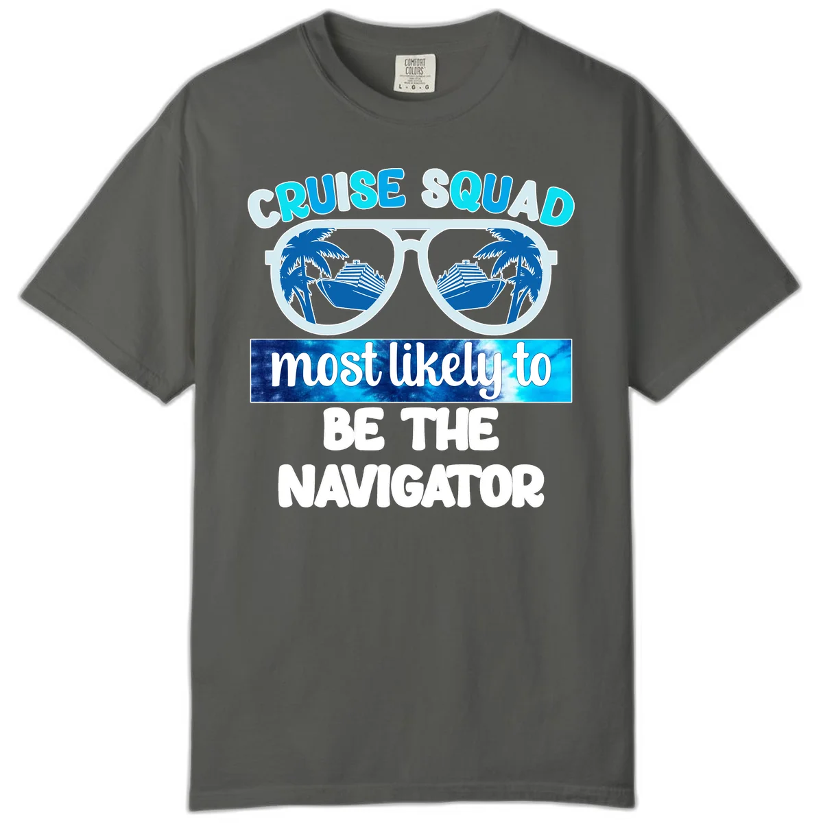 Cruise Squad Navigator Sunglasses Comfort Color Tee in Pepper