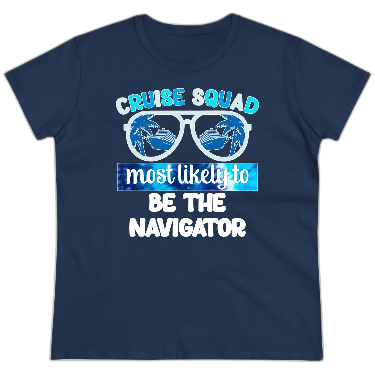 Cruise Squad Navigator Sunglasses Ladies Tee in Navy