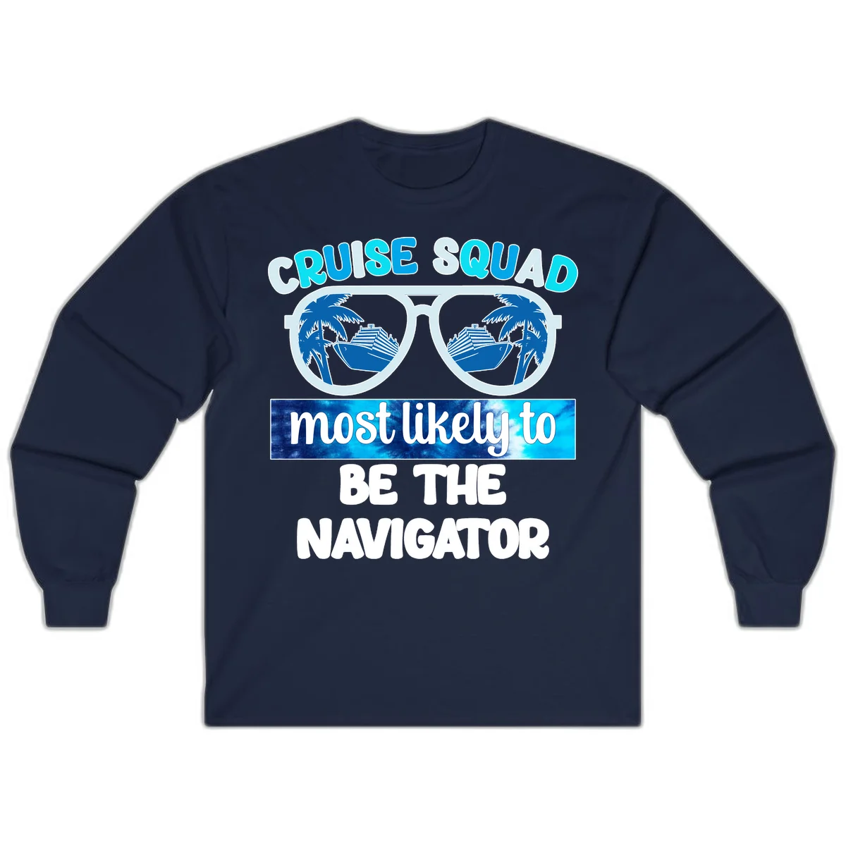 Cruise Squad Navigator Sunglasses Long Sleeve Tee in Navy