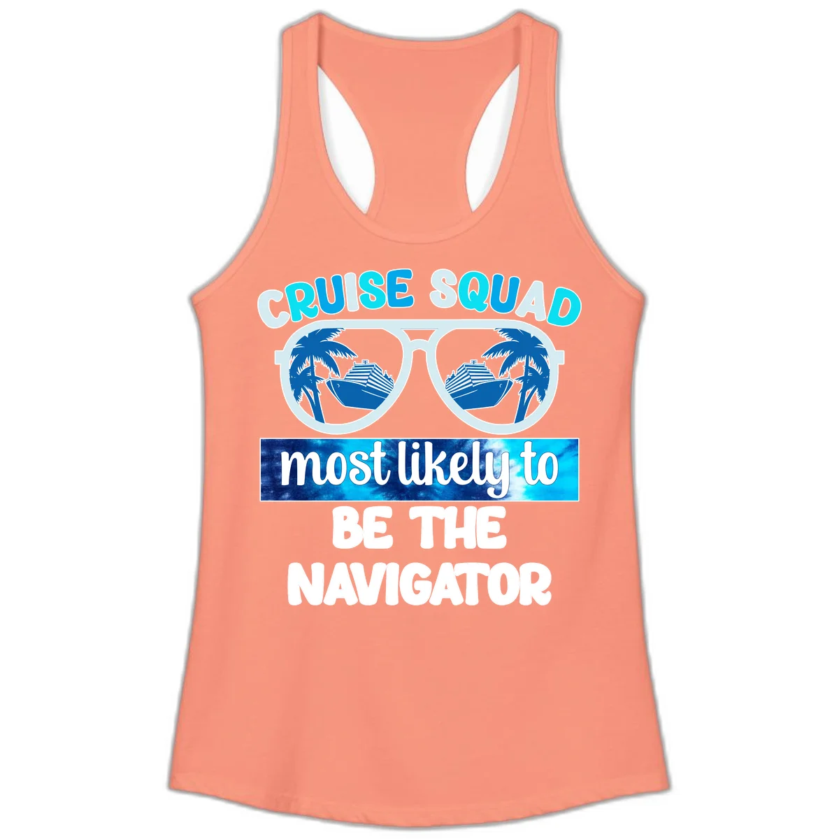 Cruise Squad Navigator Sunglasses Ladies Tank Top in Solid Light Orange