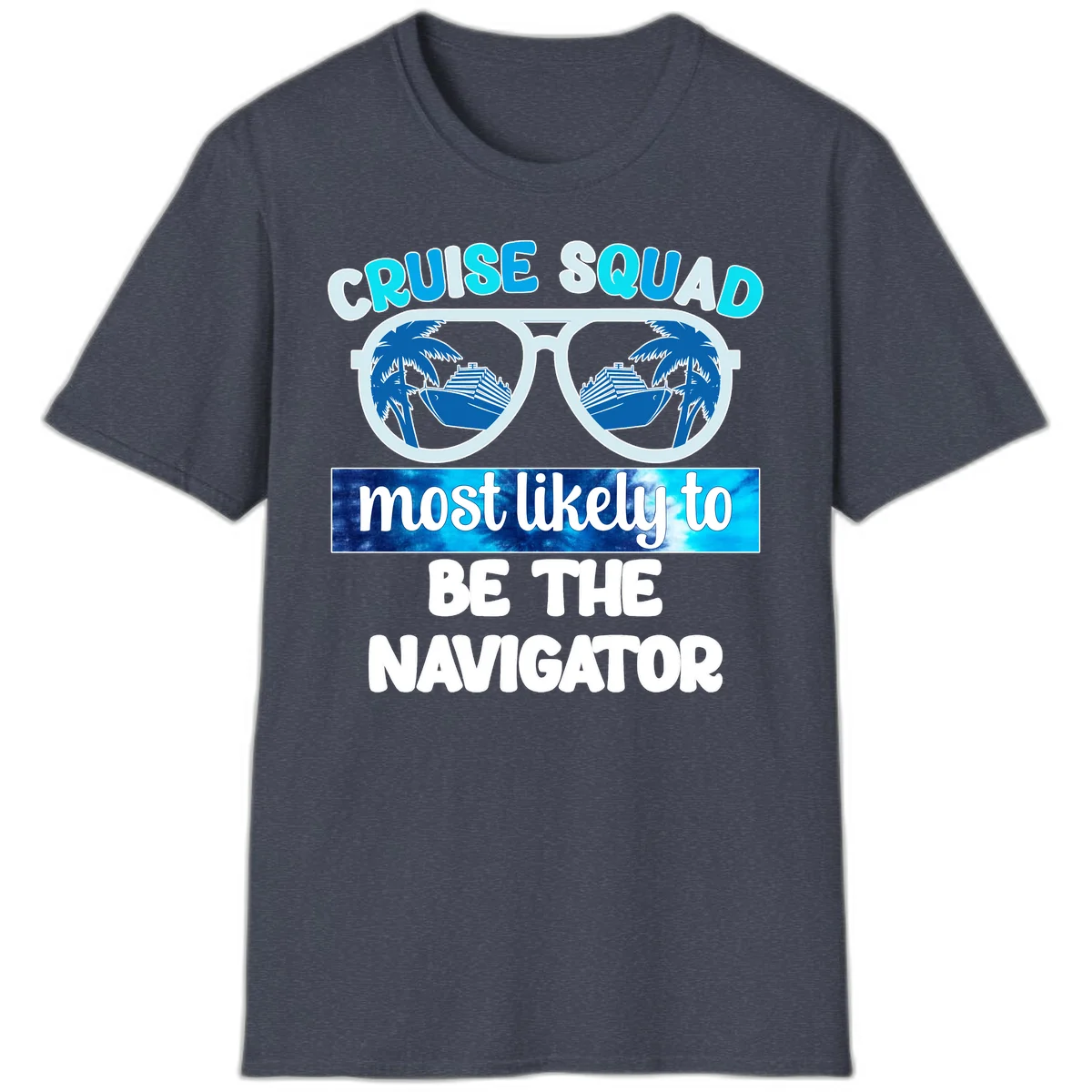 Cruise Squad Navigator Sunglasses T-Shirt in Heather Navy
