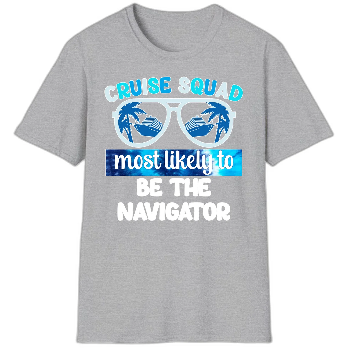 Cruise Squad Navigator Sunglasses T-Shirt in Sport Grey