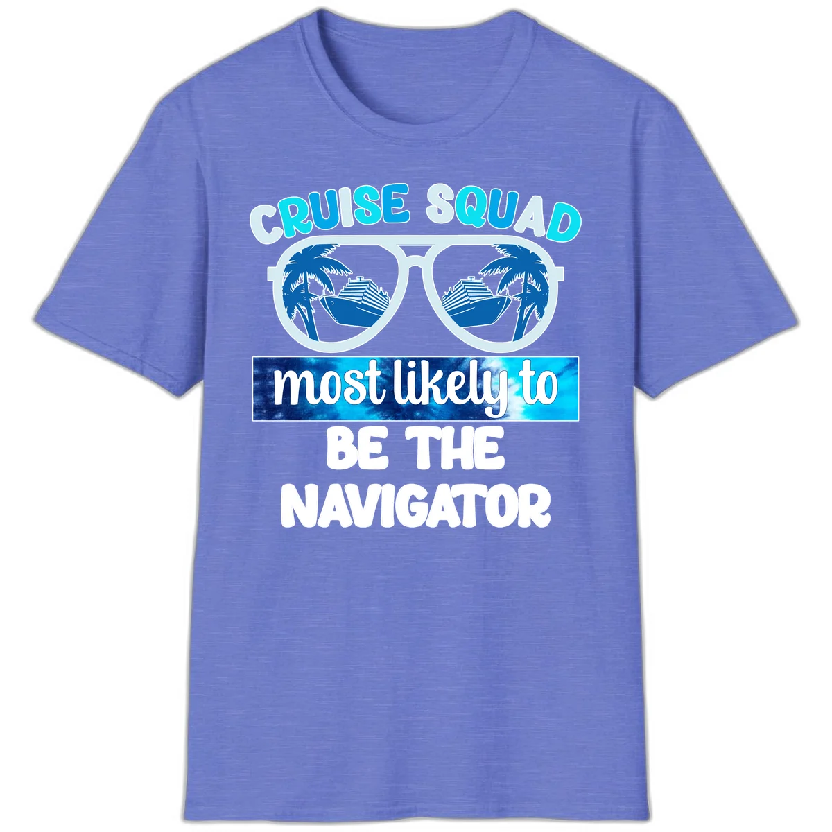 Cruise Squad Navigator Sunglasses T-Shirt in Heather Royal