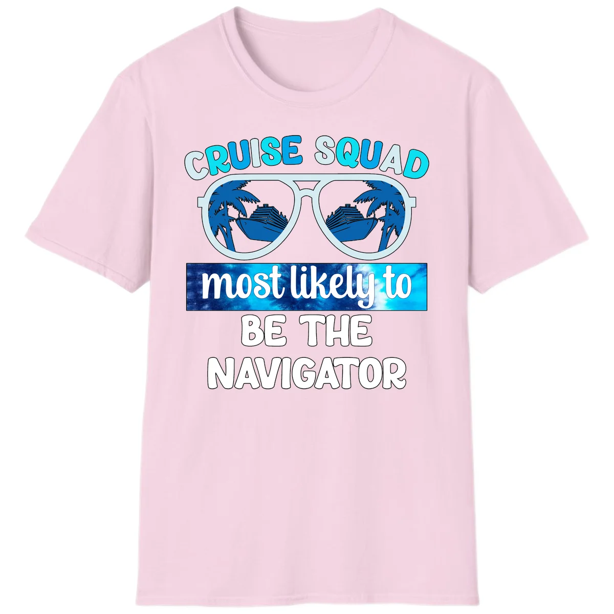 Cruise Squad Navigator Sunglasses T-Shirt in Light Pink