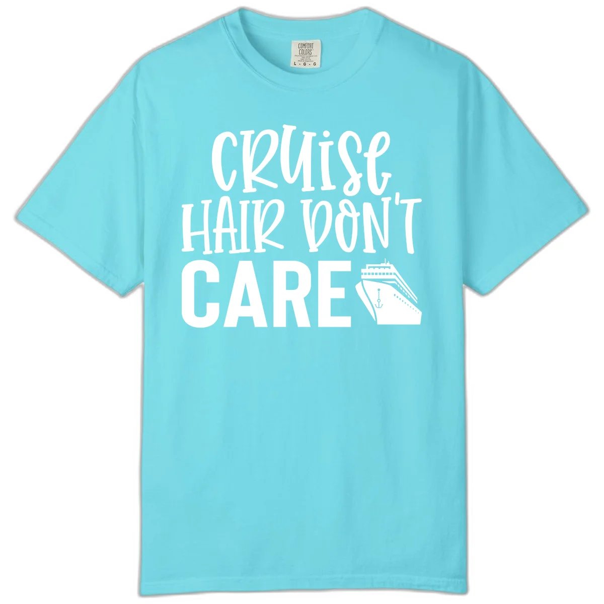 Cruise Hair Don't Care Comfort Colors T-Shirt in Lagoon Blue