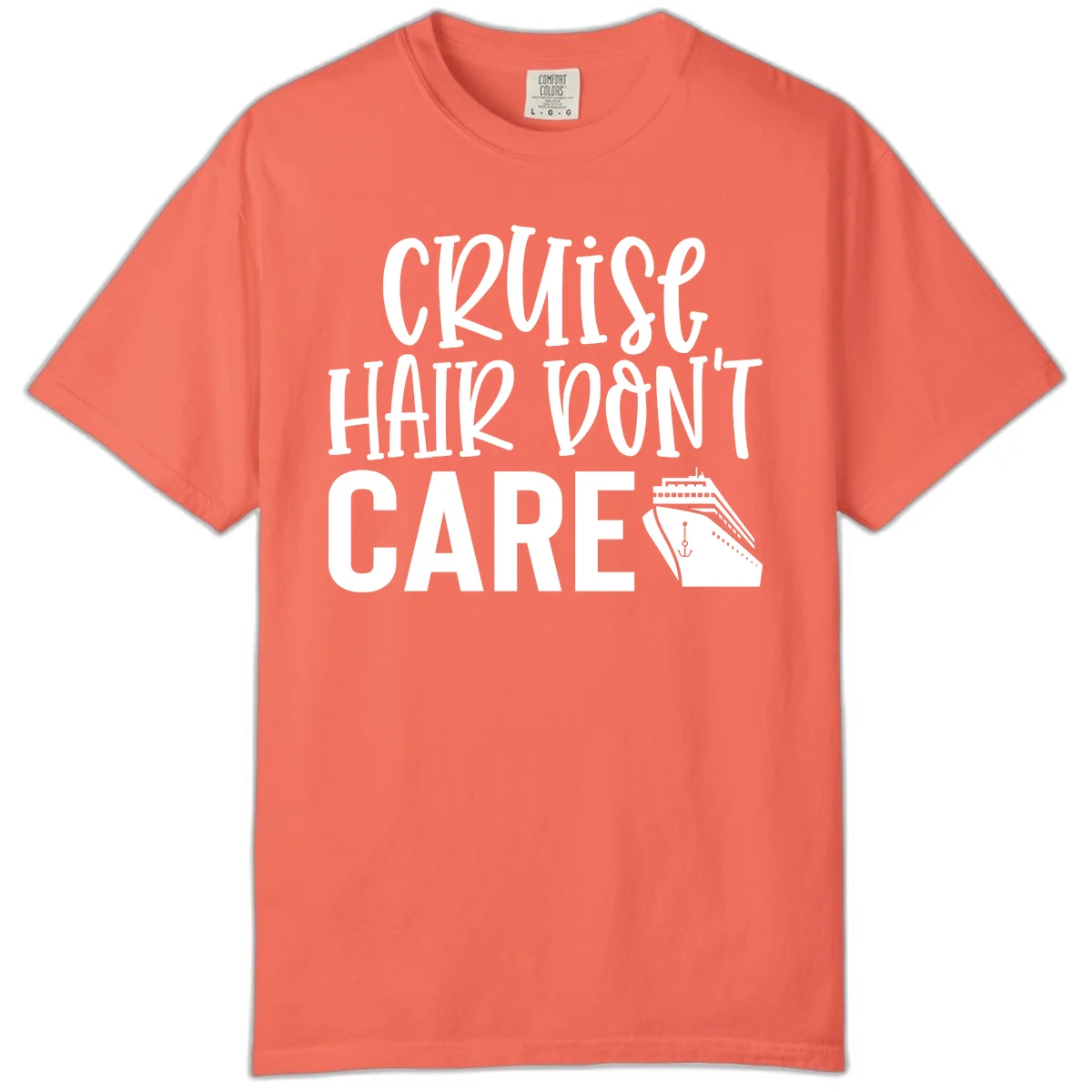 Cruise Hair Don't Care Comfort Colors T-Shirt in Bright Salmon