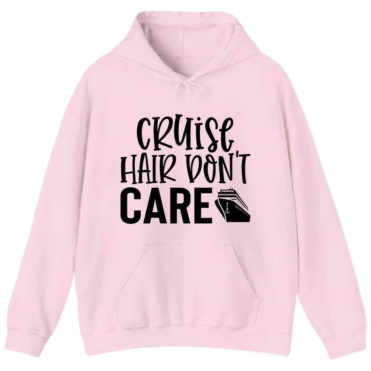 Cruise Hair Don't Care Funny Vacation Hoodie in Light Pink