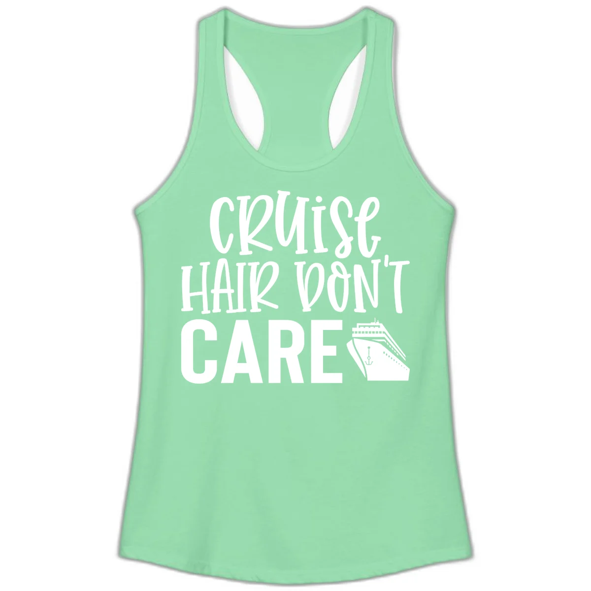 Cruise Hair Don't Care Ladies Racerback Tank in Solid Mint