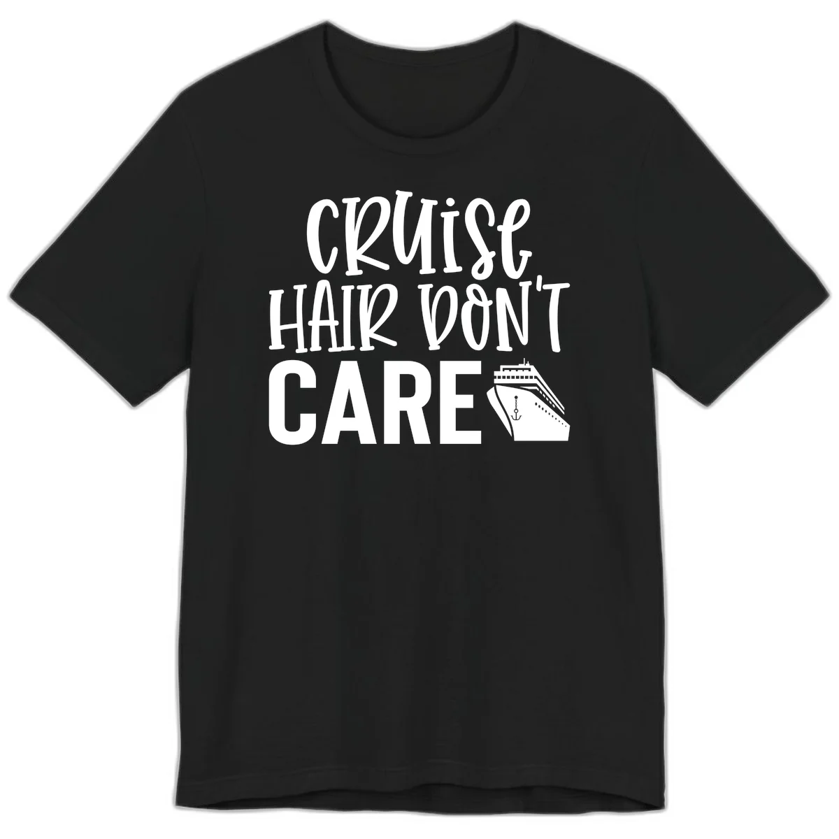 Cruise Hair Don't Care Premium Vacation Tee in Black