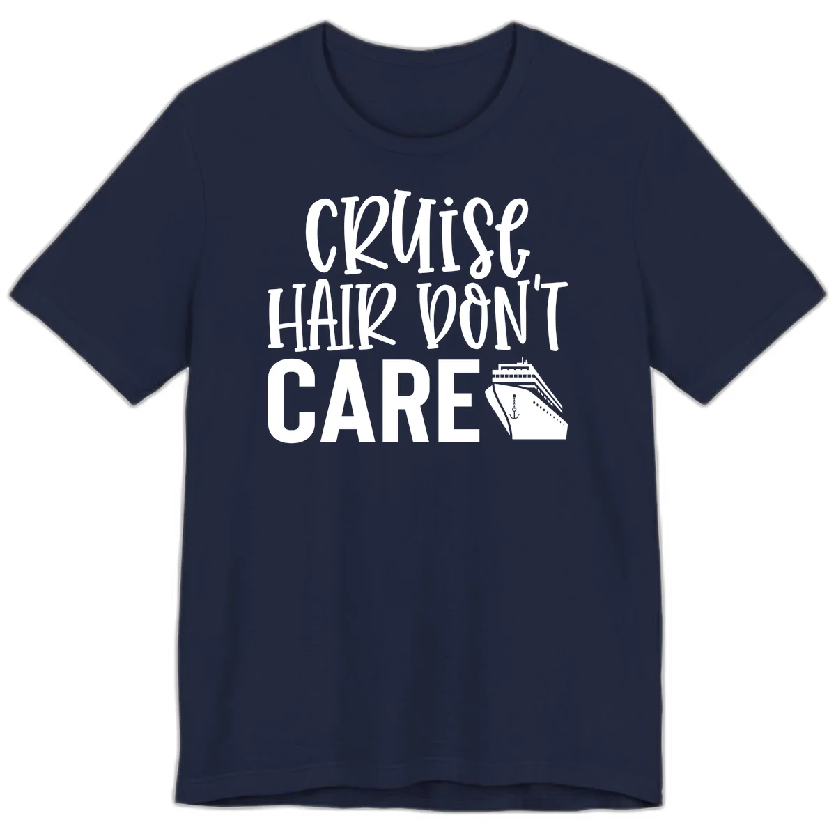 Cruise Hair Don't Care Premium Vacation Tee in Navy