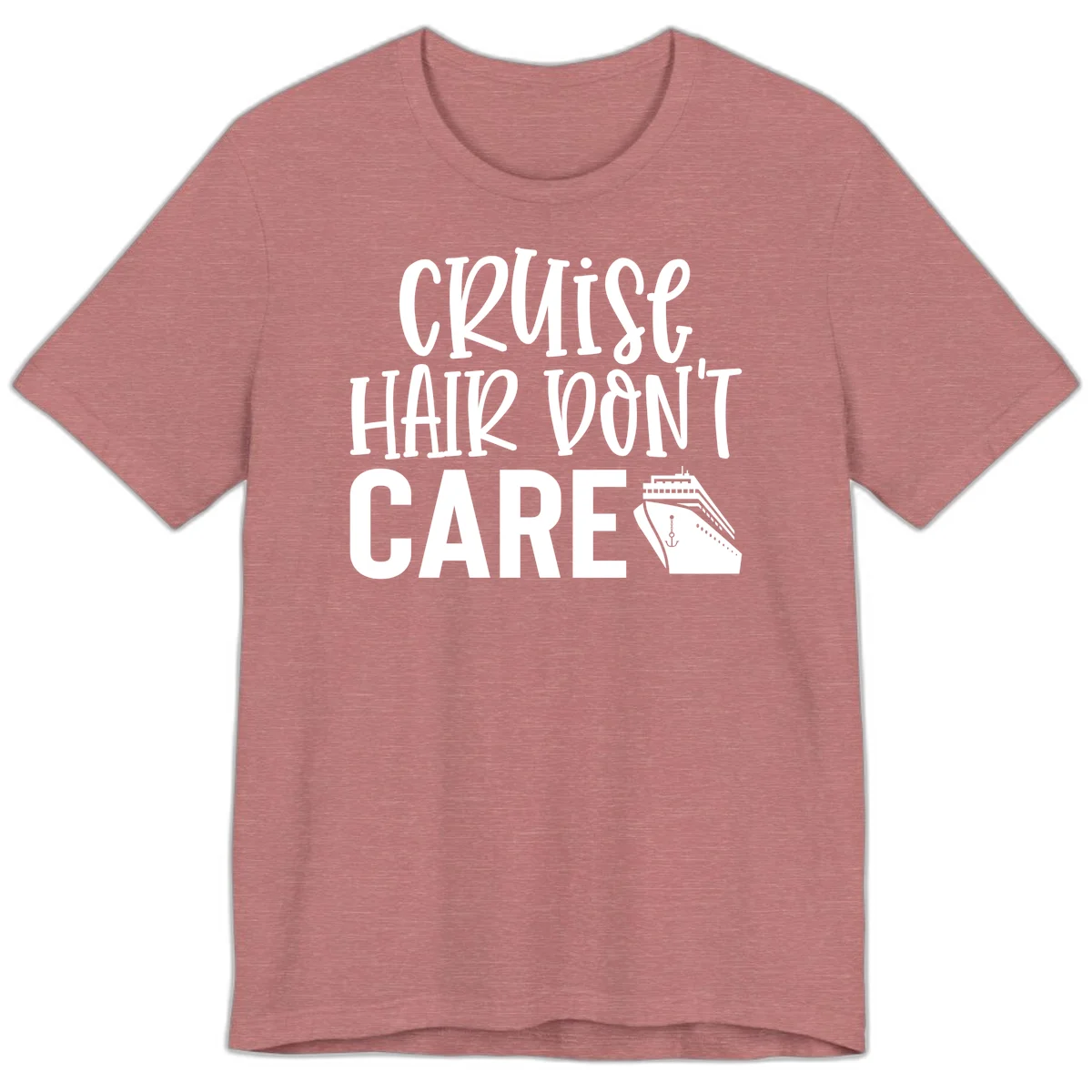 Cruise Hair Don't Care Premium Vacation Tee in Heather Mauve