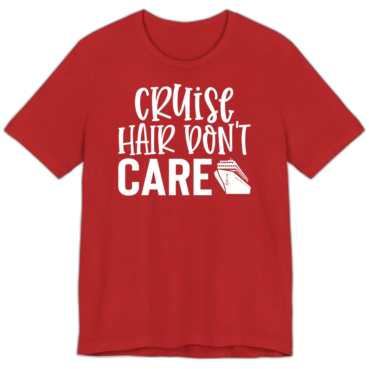 Cruise Hair Don't Care Premium Vacation Tee in Red