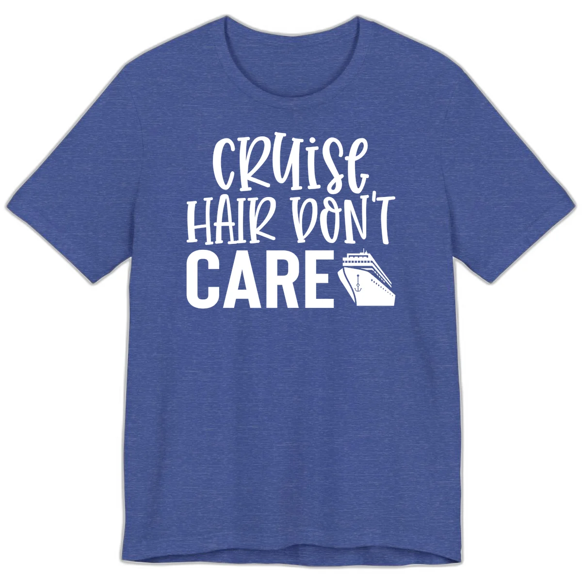 Cruise Hair Don't Care Premium Vacation Tee in Heather True Royal