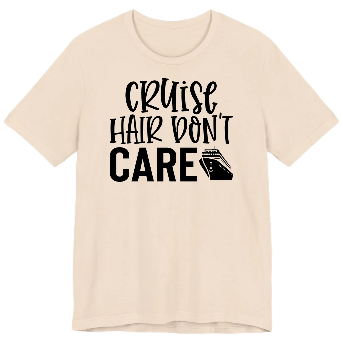 Cruise Hair Don't Care Premium Vacation Tee in Soft Cream