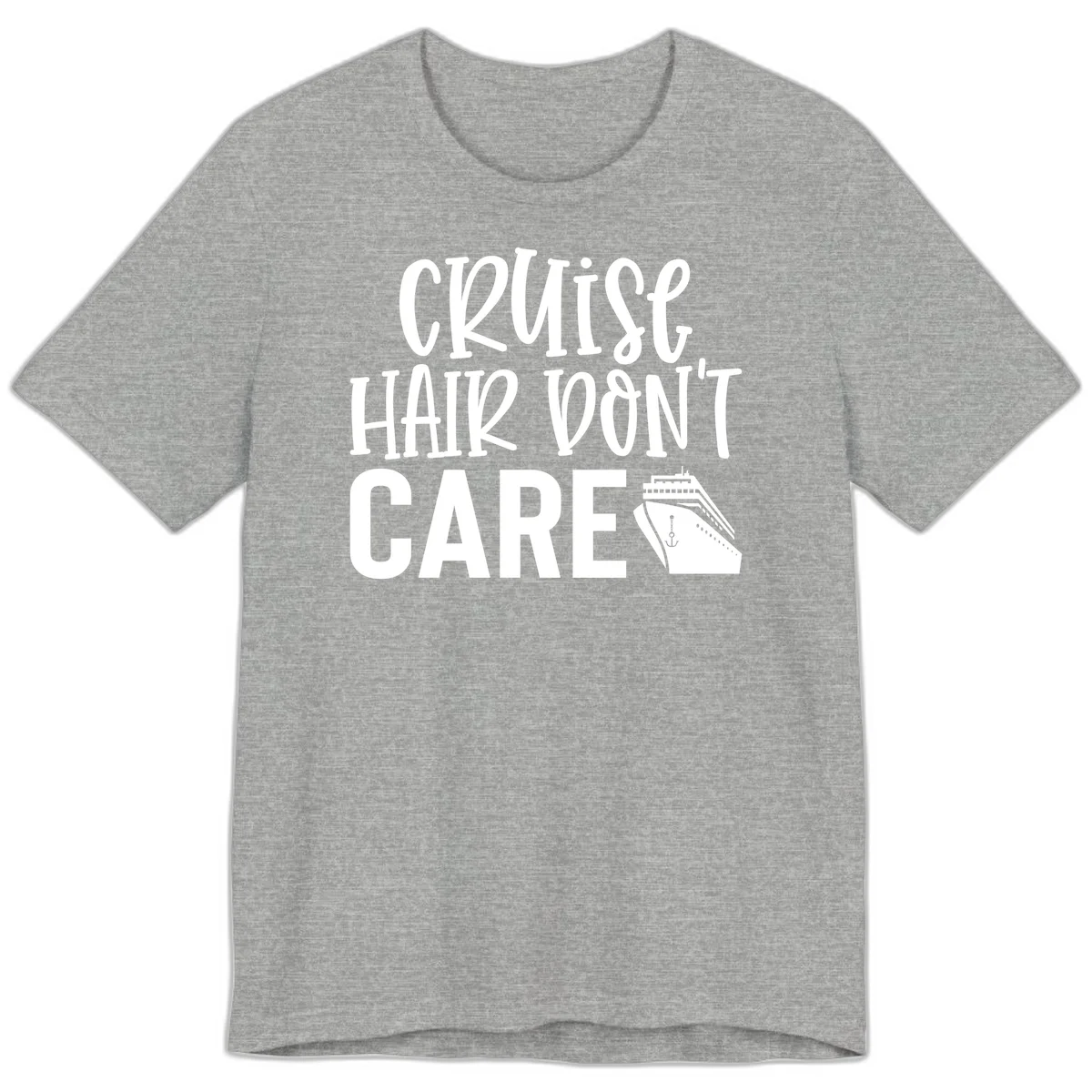 Cruise Hair Don't Care Premium Vacation Tee in Athletic Heather