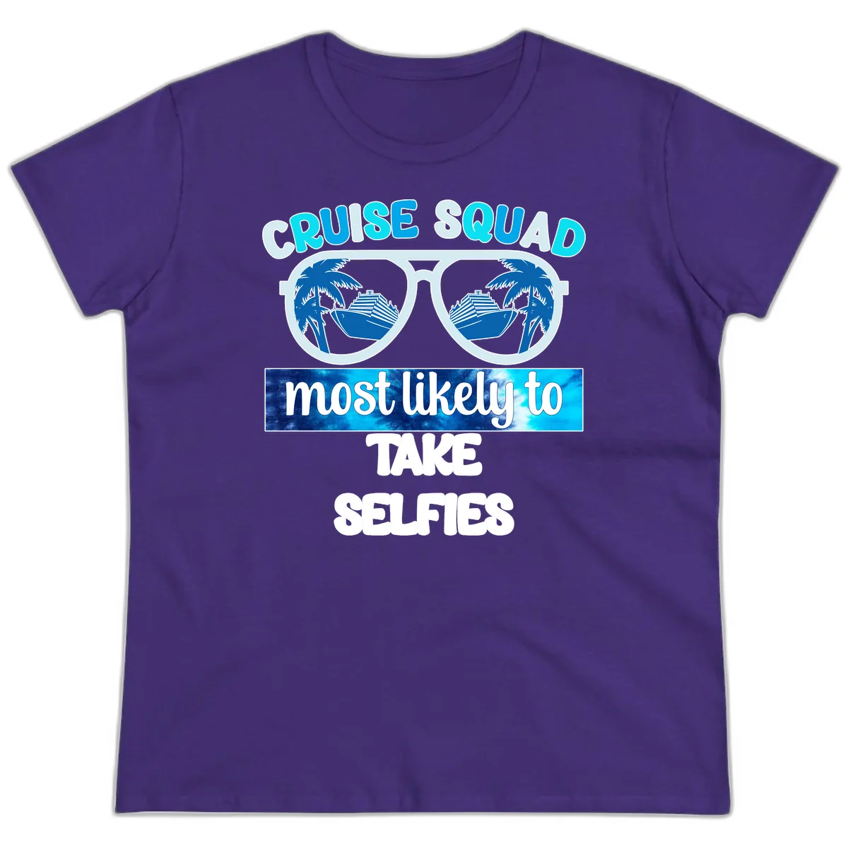 Cruise Squad Most Likely To Take Selfies Ladies Tee in Purple