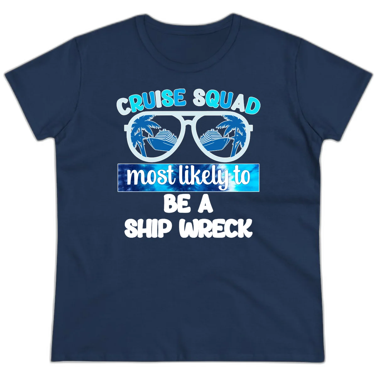 Cruise Squad Ship Wreck Ladies Tee in Navy