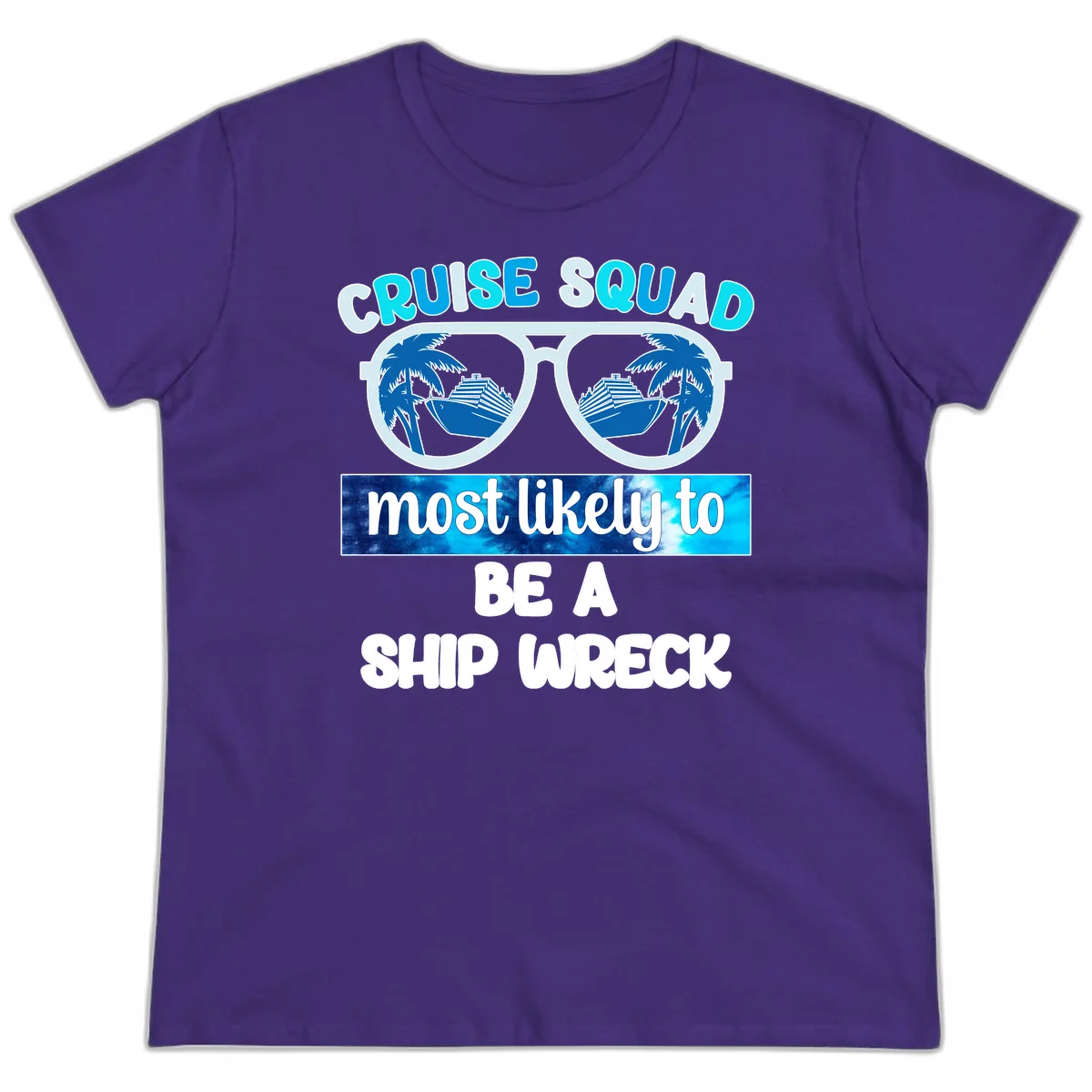 Cruise Squad Ship Wreck Ladies Tee in Purple