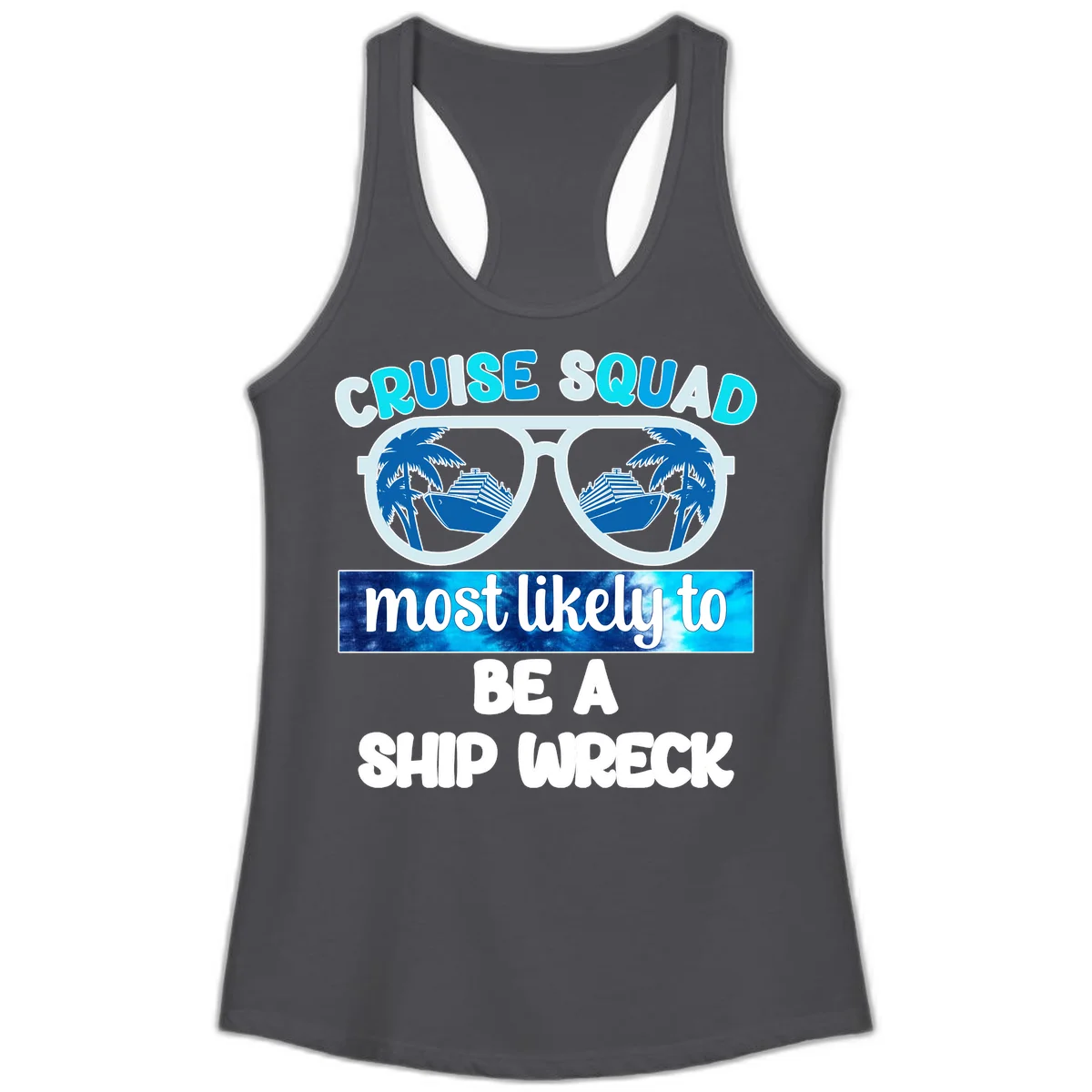Cruise Squad Ship Wreck Ladies Tank in Solid Dark Gray