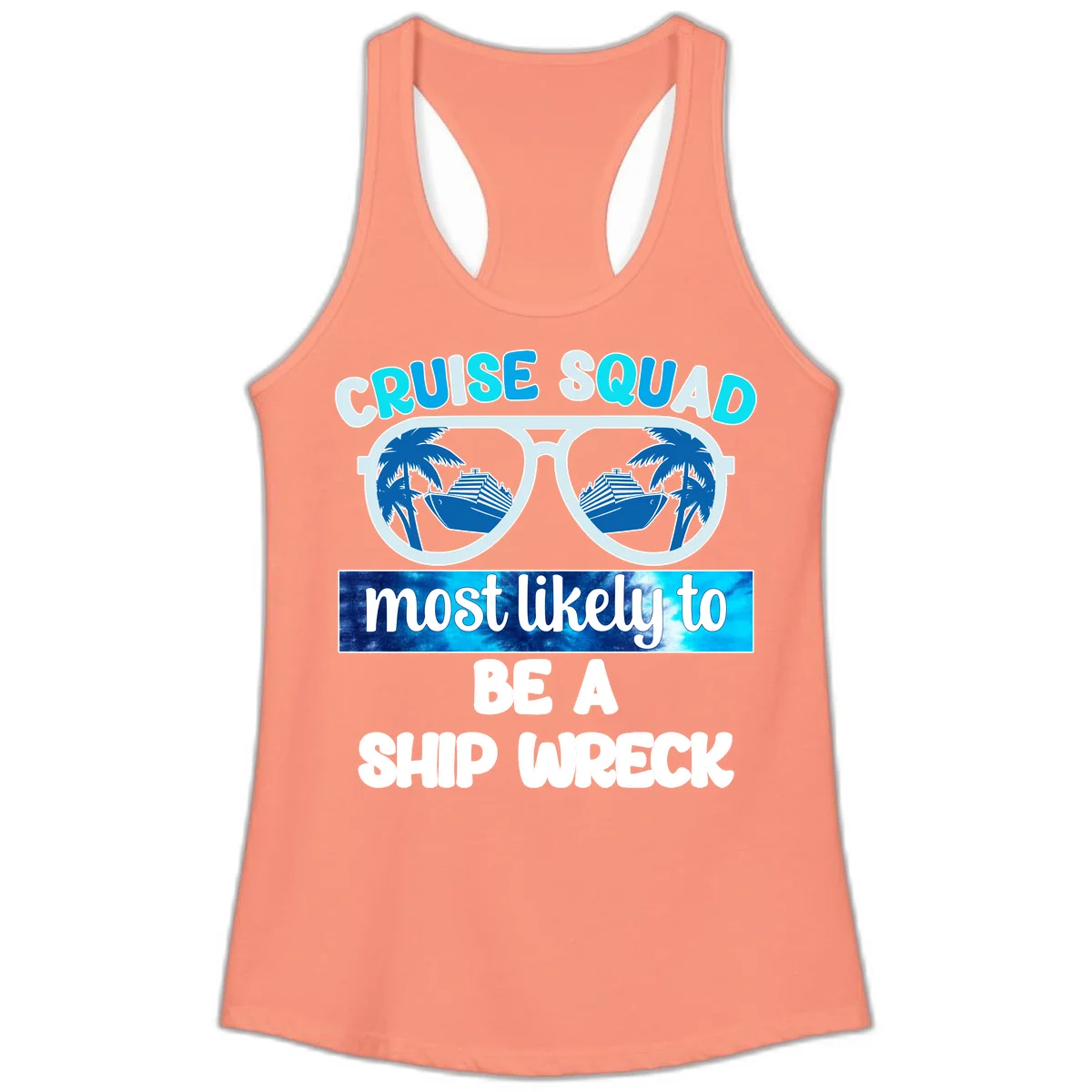 Cruise Squad Ship Wreck Ladies Tank in Solid Light Orange