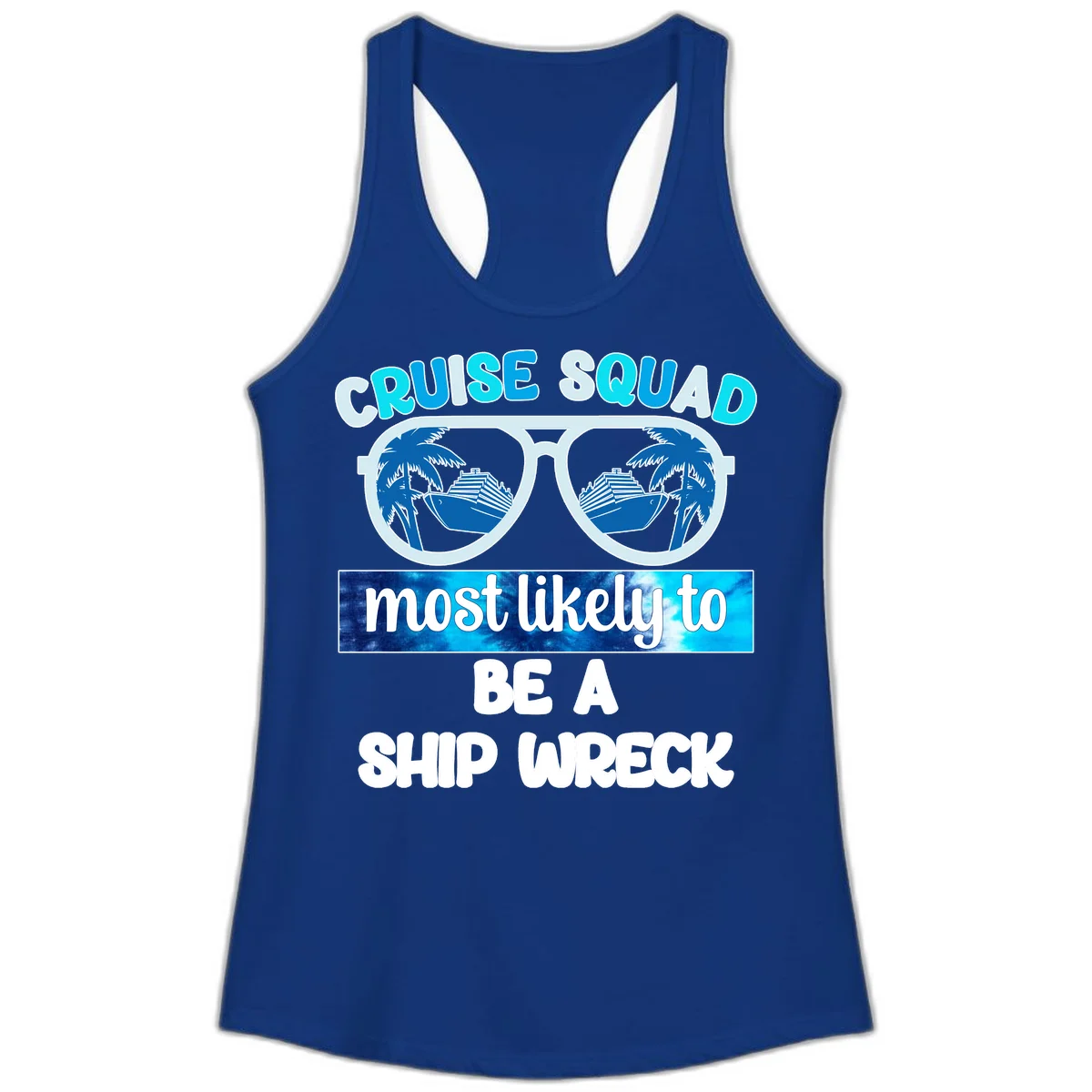 Cruise Squad Ship Wreck Ladies Tank in Solid Royal