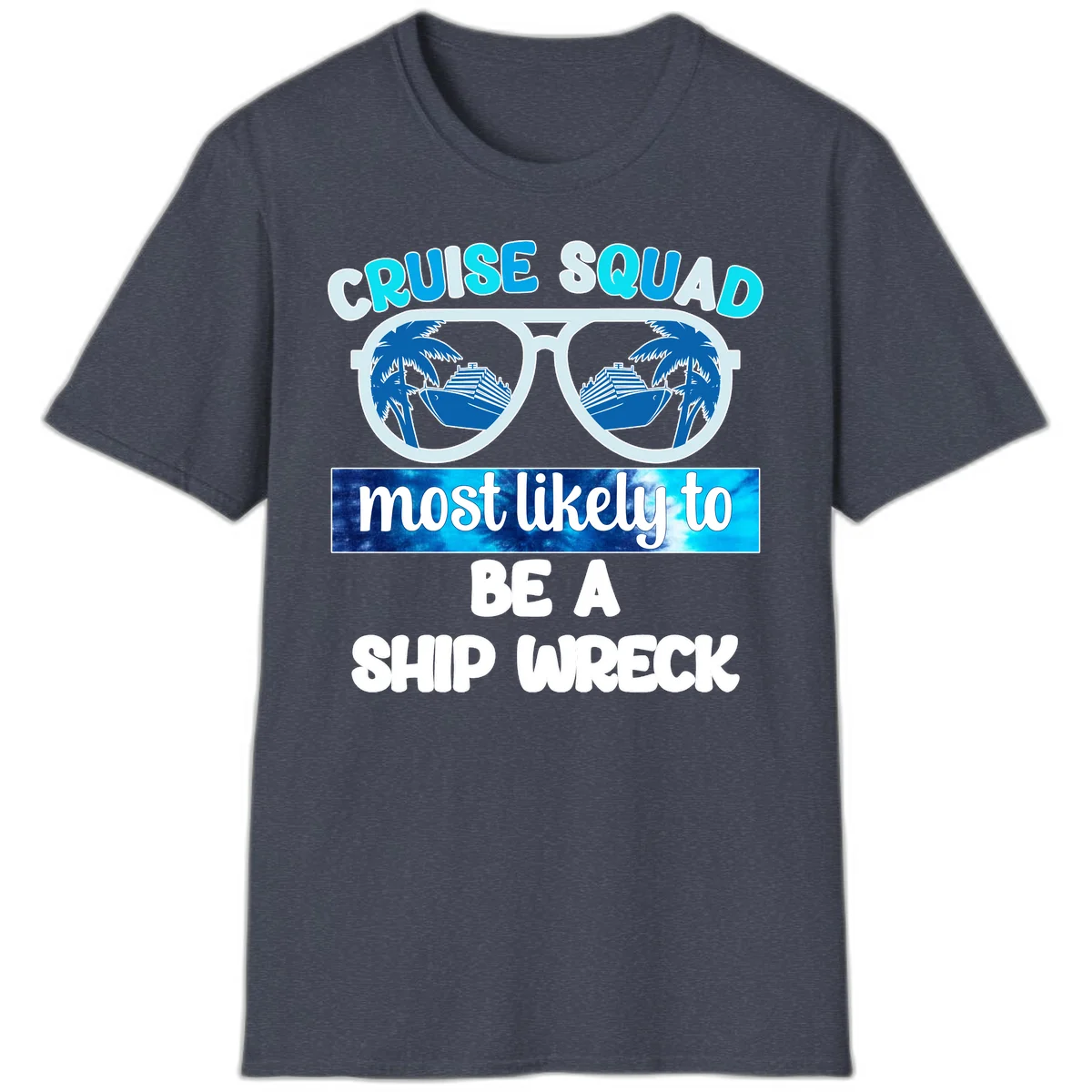 Cruise Squad Ship Wreck T-Shirt in Heather Navy