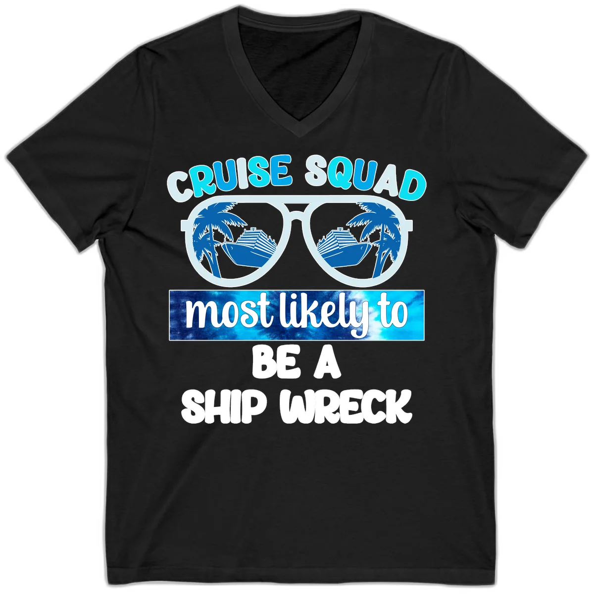 Cruise Squad Ship Wreck V-Neck in Black