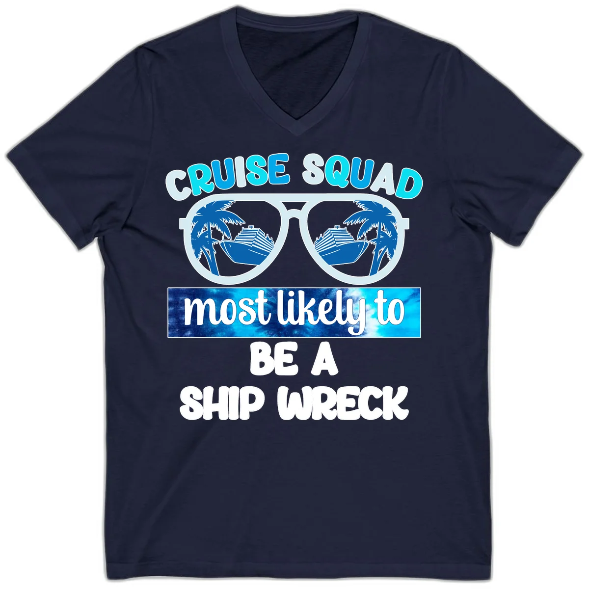 Cruise Squad Ship Wreck V-Neck in Navy
