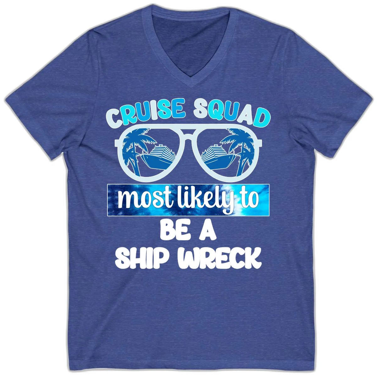 Cruise Squad Ship Wreck V-Neck in Heather True Royal