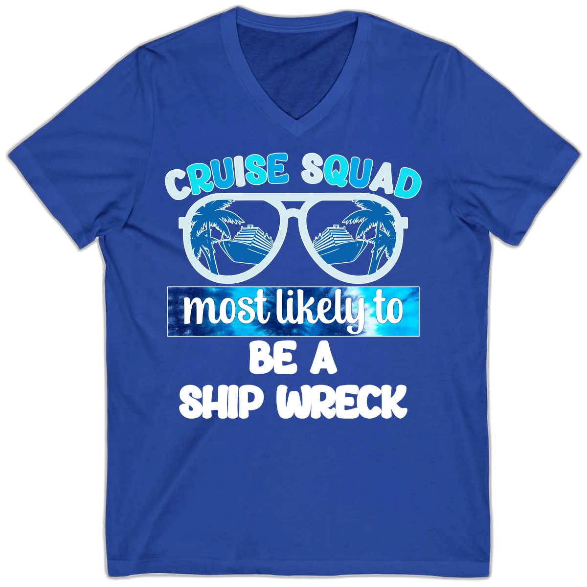 Cruise Squad Ship Wreck V-Neck in True Royal