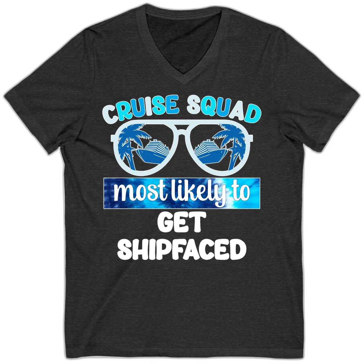 Cruise Squad Most Likely To Get Shipfaced V-Neck in Dark Grey Heather