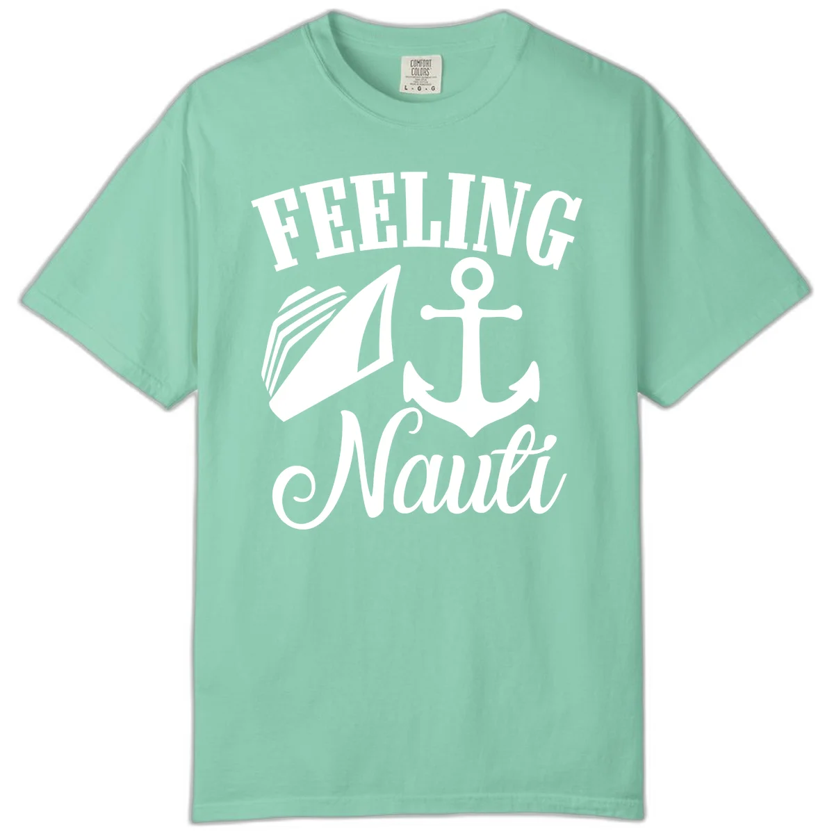 Feeling Nauti Anchor & Sailboat Comfort Color Tee in Island Reef