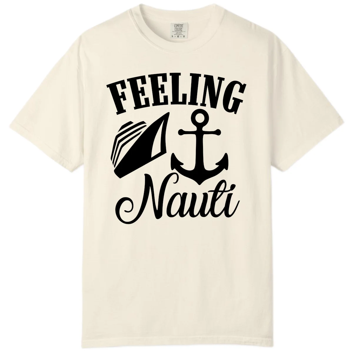 Feeling Nauti Anchor & Sailboat Comfort Color Tee in Ivory