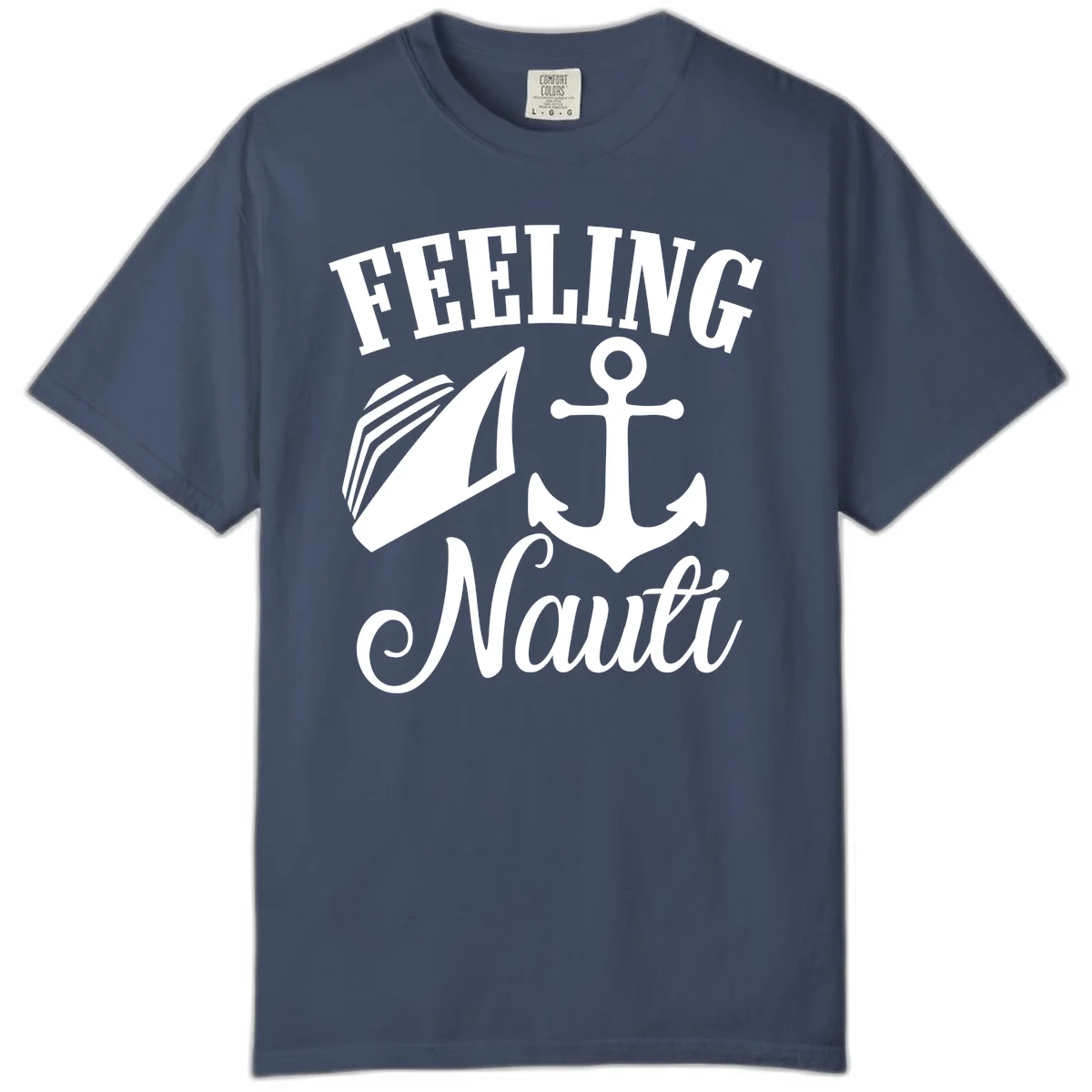 Feeling Nauti Anchor & Sailboat Comfort Color Tee in Midnight