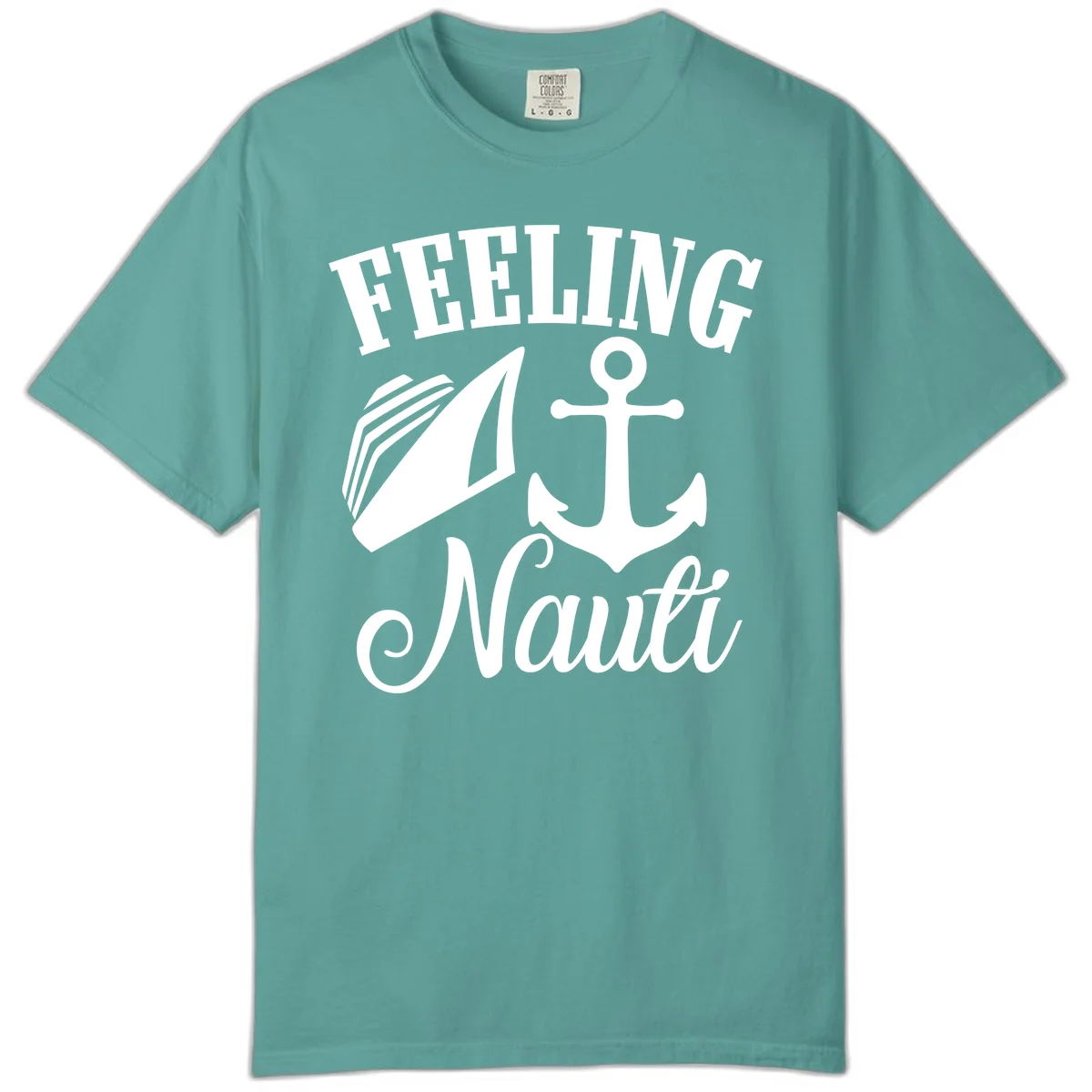 Feeling Nauti Anchor & Sailboat Comfort Color Tee in Seafoam