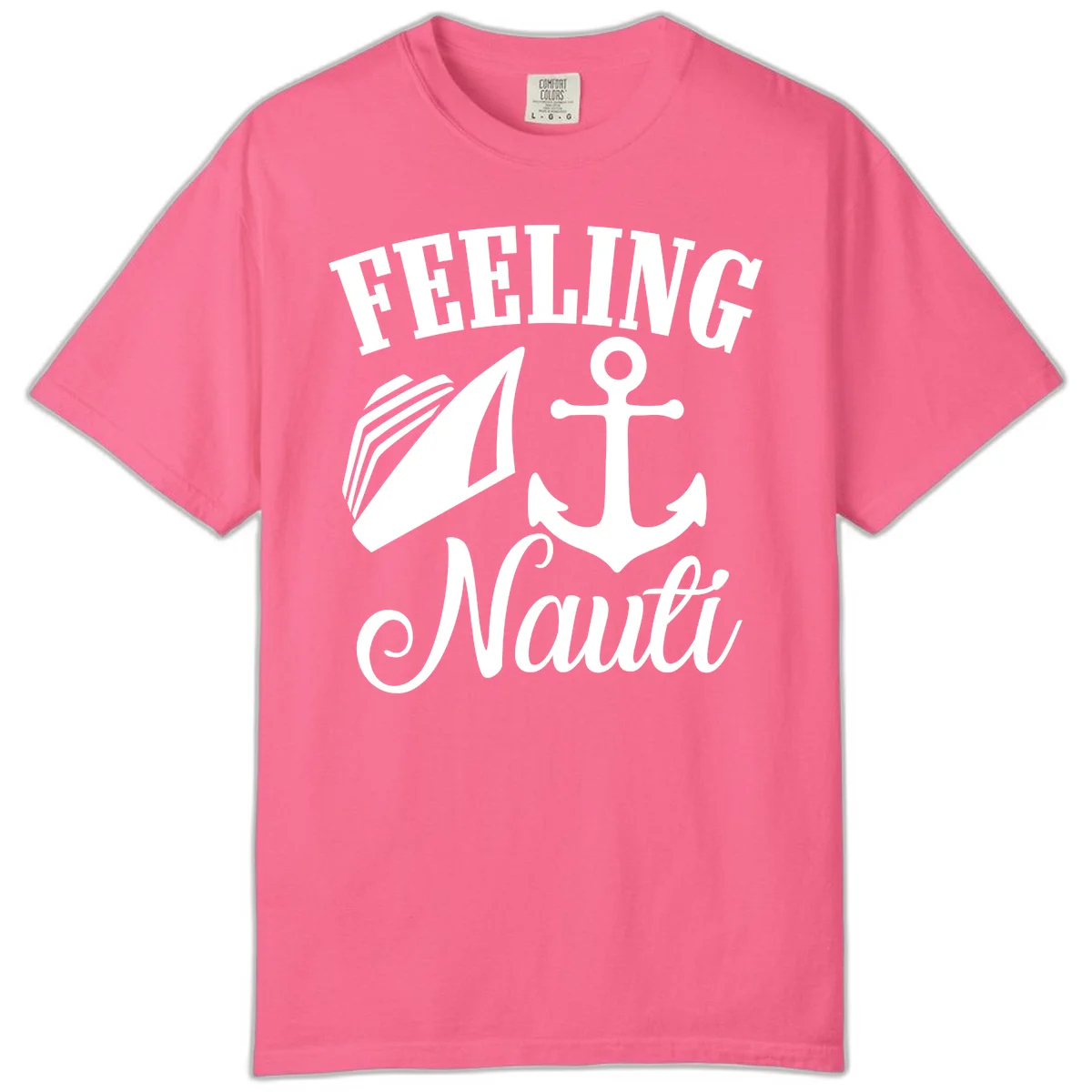 Feeling Nauti Anchor & Sailboat Comfort Color Tee in Crunchberry
