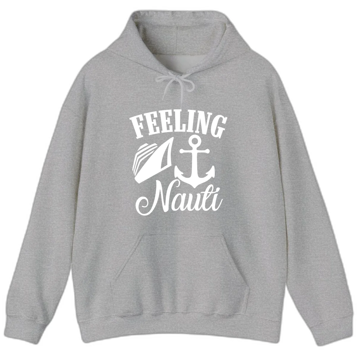 Feeling Nauti Anchor & Sailboat Hoodie in Sport Grey