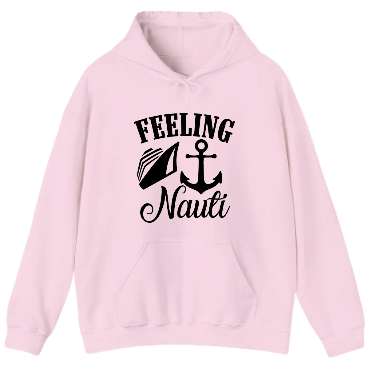 Feeling Nauti Anchor & Sailboat Hoodie in Light Pink